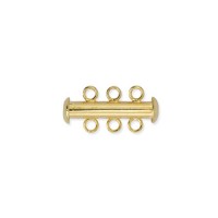 3 Strand Beadalon Slide Clasps, Gold Plated, 6 Clasps