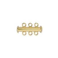 3 Strand Beadalon Slide Clasps, Gold Plated, 6 Clasps