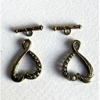 26mm Heart Fancy Toggle Clasp, Antique Gold, Pack of 2 clasps