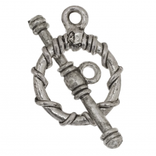 15mm Rope Fancy Toggle Clasp, Antique Silver Colour, Pack of 2
