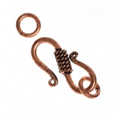 20mm Antique Copper Beaded S Hook Clasp, Pack of 2 Clasps