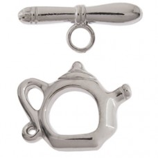 15 x 19mm Kettle Toggle Clasps, Nickel Colour, Pack of 2