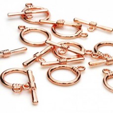 15mm Toggle Clasps, Rose Gold, Pack of 2