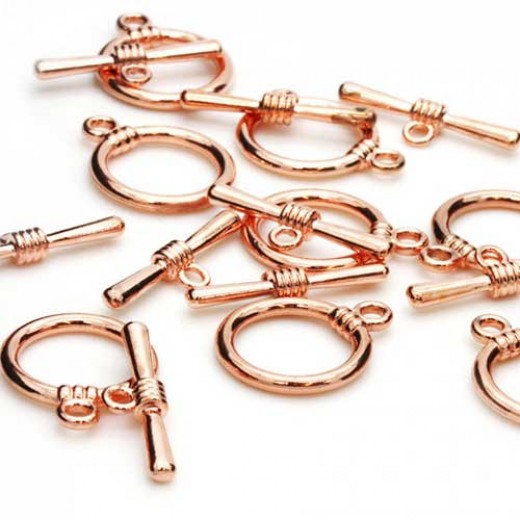 15mm Toggle Clasps, Rose Gold, Pack of 2