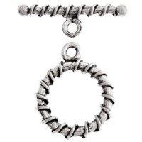18mm Stitched Fancy Toggle Clasp, Antique Silver