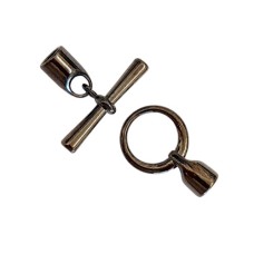 Large Glue-in Toggle Clasp, I.D 6.2mm, Gunmetal