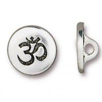 Tierracast Om Button Clasp, 12mm, Antique Silver Plated, Pack of 2