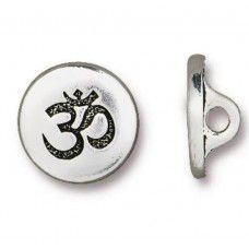 Tierracast Om Button Clasp, 12mm, Antique Silver Plated, Pack of 2