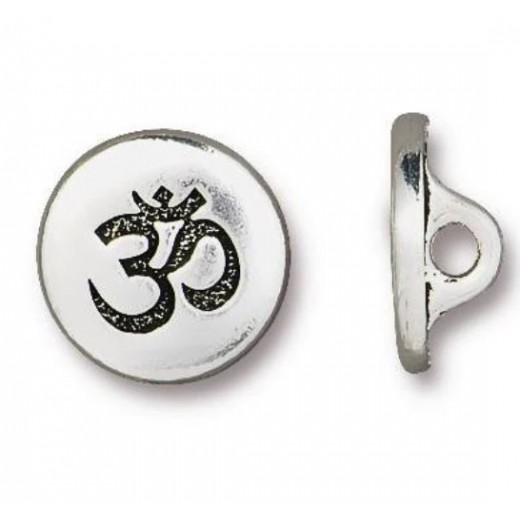 Tierracast OHM Button Clasp, 16mm, Antique Silver Plated