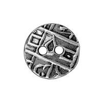 Round Coin Antique Silver Plated Button, 17mm 