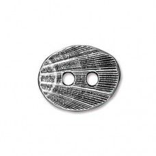 Tierracast Oval Shell Antique Silver Plated Button, 15 x 13mm