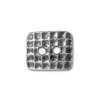 Tierracast Rectangle Hammer Finish Antique Silver Plated Button, 16mm, pack of 2pcs