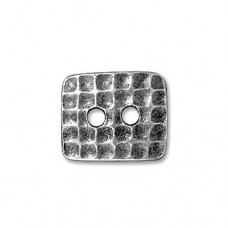 Tierracast Rectangle Hammer Finish Antique Silver Plated Button, 16mm, pack of 2...