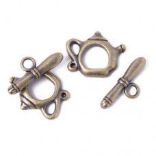 15 x 19mm Kettle Toggle Clasps, Antique Gold, Pack of 2