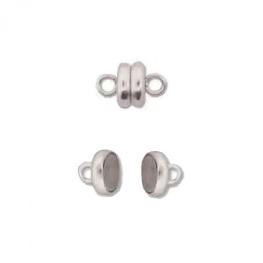 Magnetic Clasp 6 x 6.5mm,  Pack of 4 Clasps, Silver Plate, MGN07SP