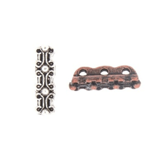 3-Hole Spacer Bars, Silver Colour, 14 x 4mm, Pack of 12 3-Hole Spacer Bars, Silver Colour, 14 x 4mm, Pack of 12