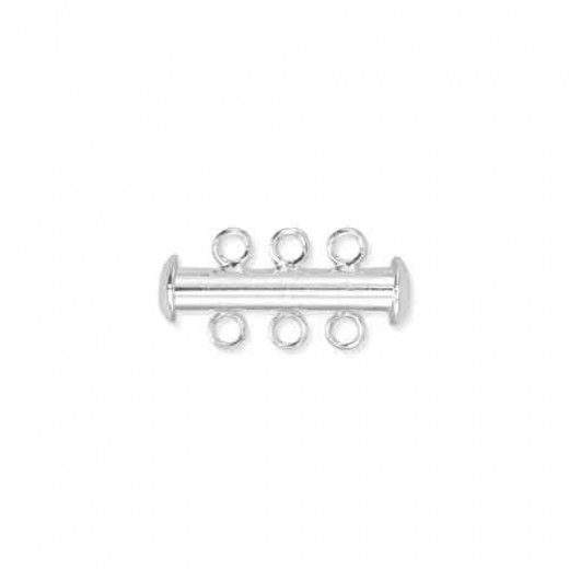 3 Strand Beadalon Slide Clasps, Silver Plated, 2 Clasps