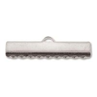 25mm Silver Plated flat crimp end, pack of 4 pcs