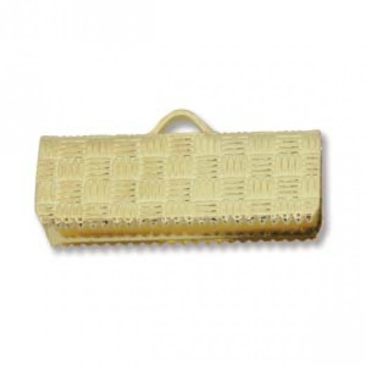 19mm Gold Plated flat crimp end, pack of 6pcs