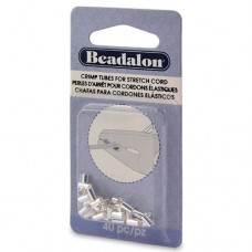 Beadalon 346B-028 Crimps for Stretch Cord 1 mm, Silver Plated, 40pcs