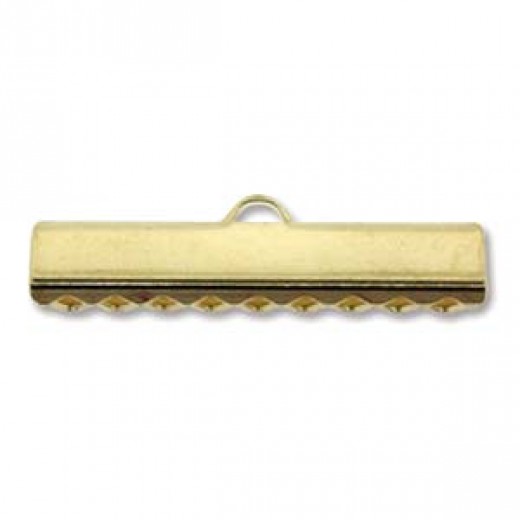 25mm Gold Plated flat smooth crimp end, pack of 2pcs