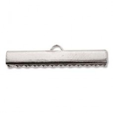 30mm Silver Plated flat smooth crimp end, pack of 2pcs