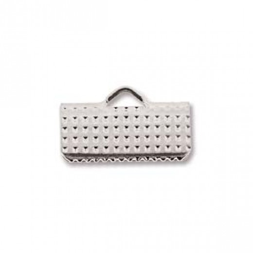 13mm Silver Plated flat crimp end, pack of 12pcs