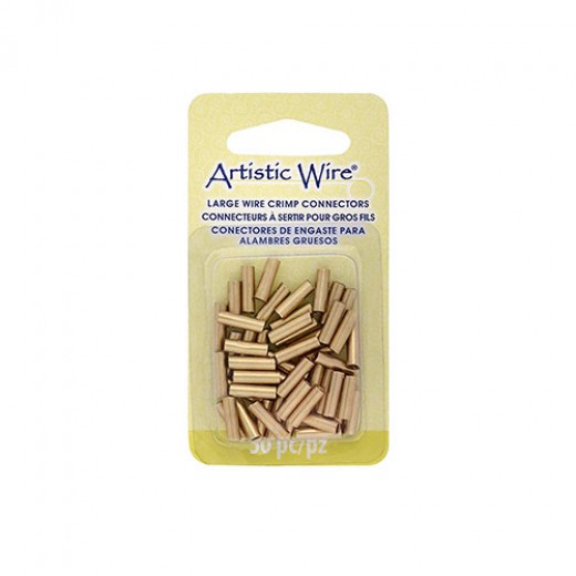 Large Wire Crimp Tubes,10mm, Brass, for 16 ga wire, 50pc