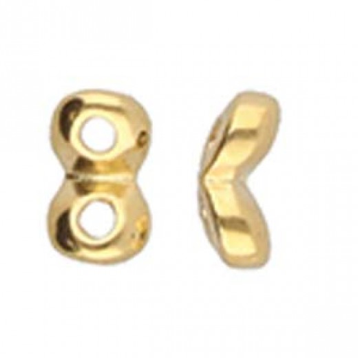 Kaparia Superduo Side Beads - 24kt Gold Plate, Pack of 2