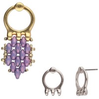 Farali III Earrings for SuperDuo Beads, Antique Silver Plated, 1 Pair