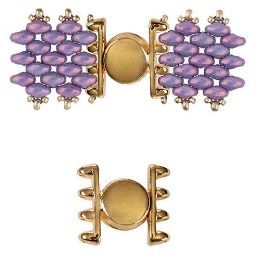 Ateni IV Magnetic Clasp for SuperDuo Beads, 24kt Gold Plated, Pack of 1