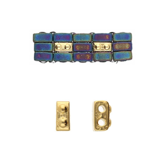 Ornos Connector for Half Tila Beads - 24 kt Gold Plate, Pack of 2 Ornos Connector for Half Tila Beads - 24 kt Gold Plate, Pack of 2