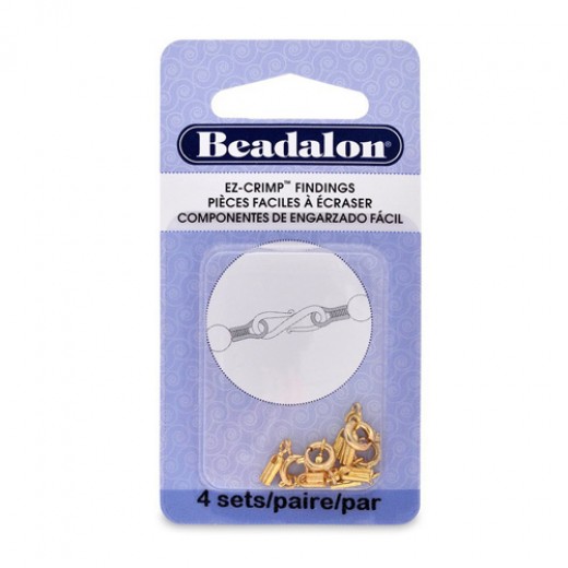 Beadalon 321A-120 EZ Crimp Spring Ring, Gold Plated, 4 Pcs