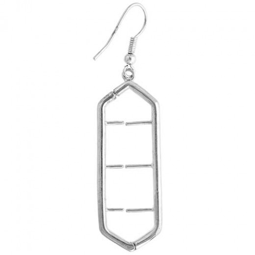 Rectangle Interchangeable Earrings. Silver, 1 Pair
