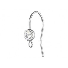 Beadalon Sterling Silver Fish Hook ear wire with 4mm Cubic-Zirconia, one pair. 4...
