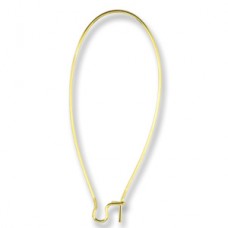 Ear Wires, Kidney, 44mm, Gold, 18 Pack