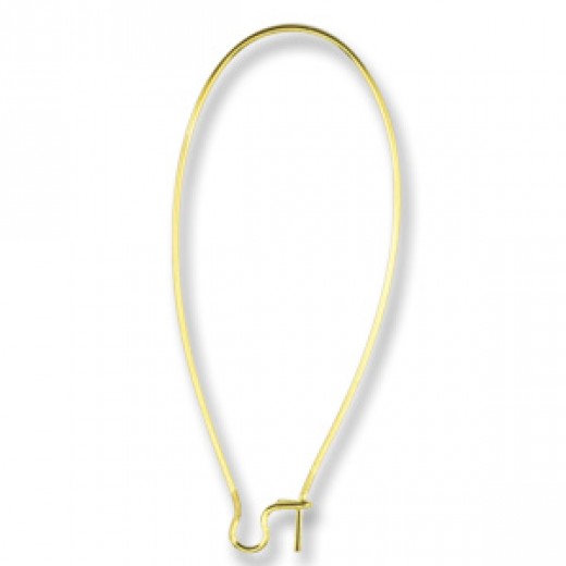 Ear Wires, Kidney, 44mm, Gold, 18 Pack