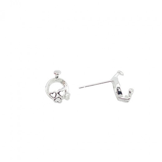 *Tarnished* Beadalon Stonesett Jewellery Setting Earring Posts, with hearts, for 8-9mm Stones