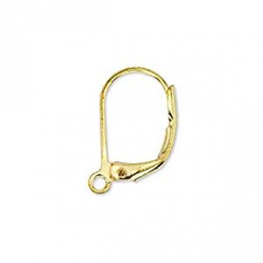 16mm Ear Wires, Lever Back, Gold, Pack of 4