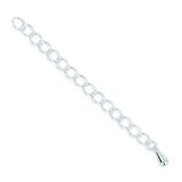 Extension Chain, 2" with Tear Drop, Silver  Plated, pack of 6pcs