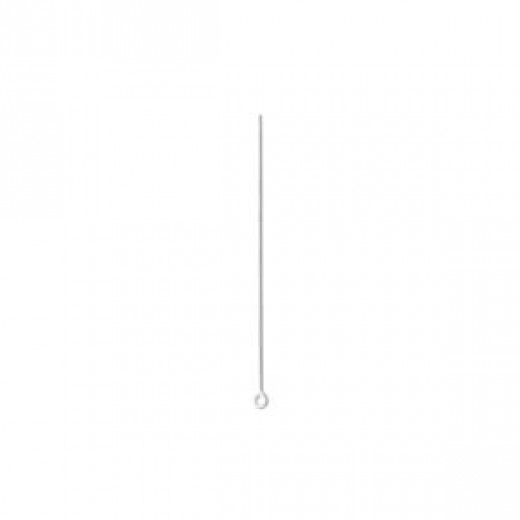 Eye pins 0.7x55mm, Silver Plated, 24 Pieces