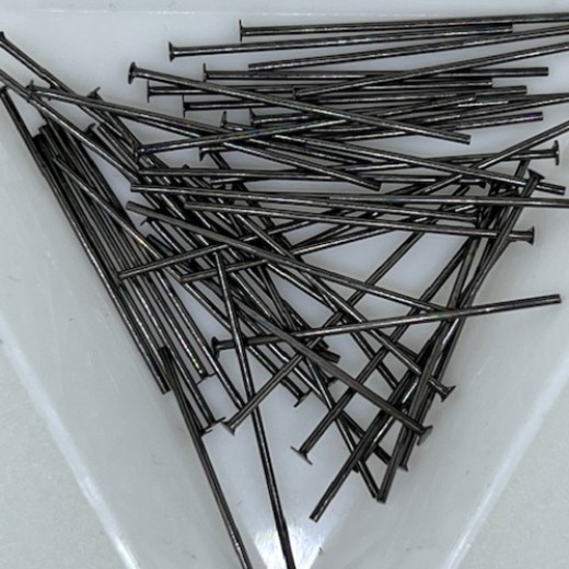 1" Headpins with flat head in a black finish, Pack of 50