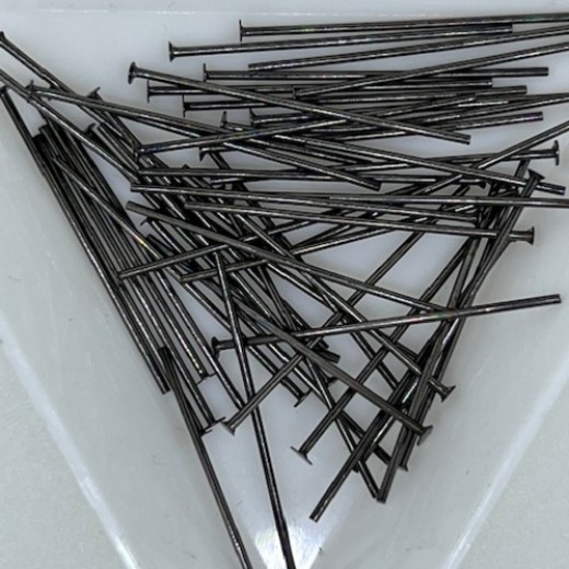 1" Head pins with flat head in a black finish, Pack of 50
