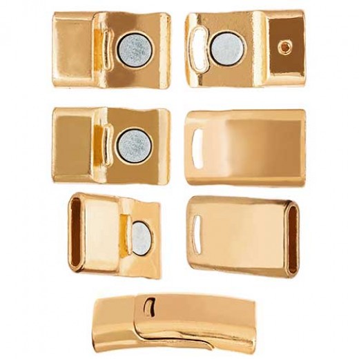 12.5 x 25.5mm Curved Magnetic Clasp, Gold, 2 Pcs
