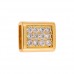 Gold Rectangle Silver Slider with Crystals, 15mm, 2 Pcs