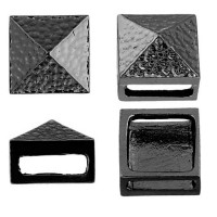 10 x 13mm Square Spike Slider Hammered, Gunmetal, 2 Pcs