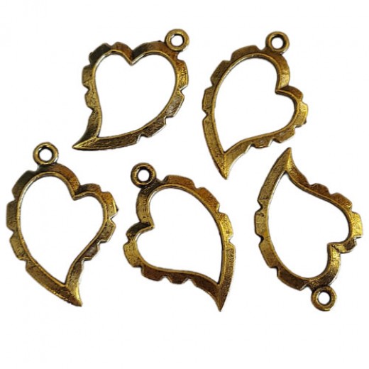 Artistic Wire Wrapper, Curved Heart, Antique Brass, 5 pc A300R-026