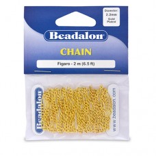 Small Figaro Chain, Gold, 2 Metre Length