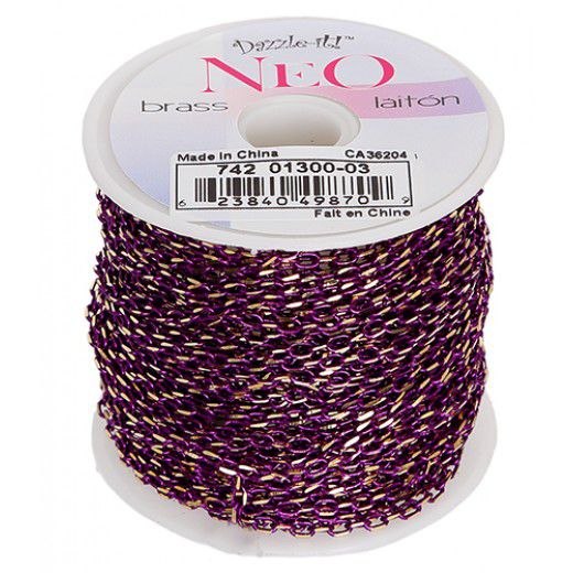 Neon Chain, Purple. Pack of 2m  larger chain, 3 x 5mm links.