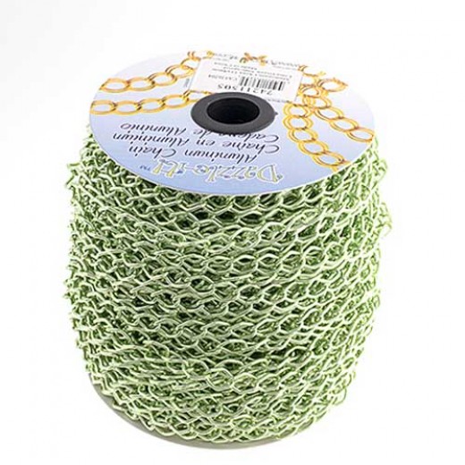 Lime Green Aluminium Chain, 11 x 8mm, 1 Metre Length